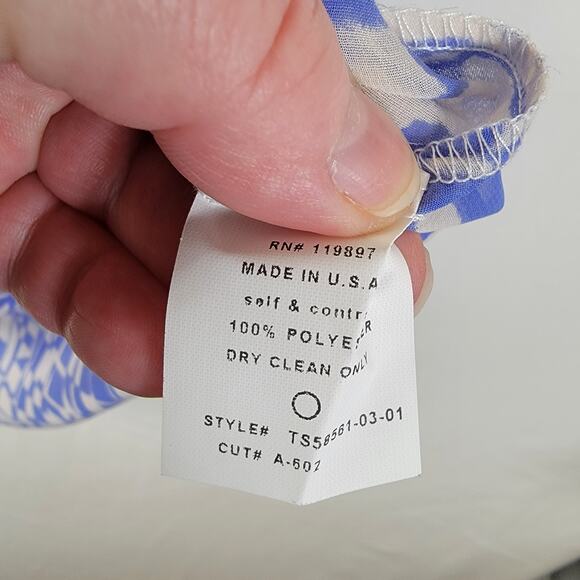 Collective Concept Womens Top Semi Sheer Geometric Henley Style Popover Sz Large - Picture 5 of 8